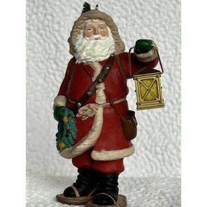 Vintage 1994 Hallmark Cards Inc. Santa Claus w/gold Lantern & Snow Shoes EUC
